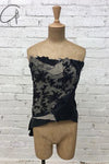marc le bihan beaded lace silk top 26152 E23 black